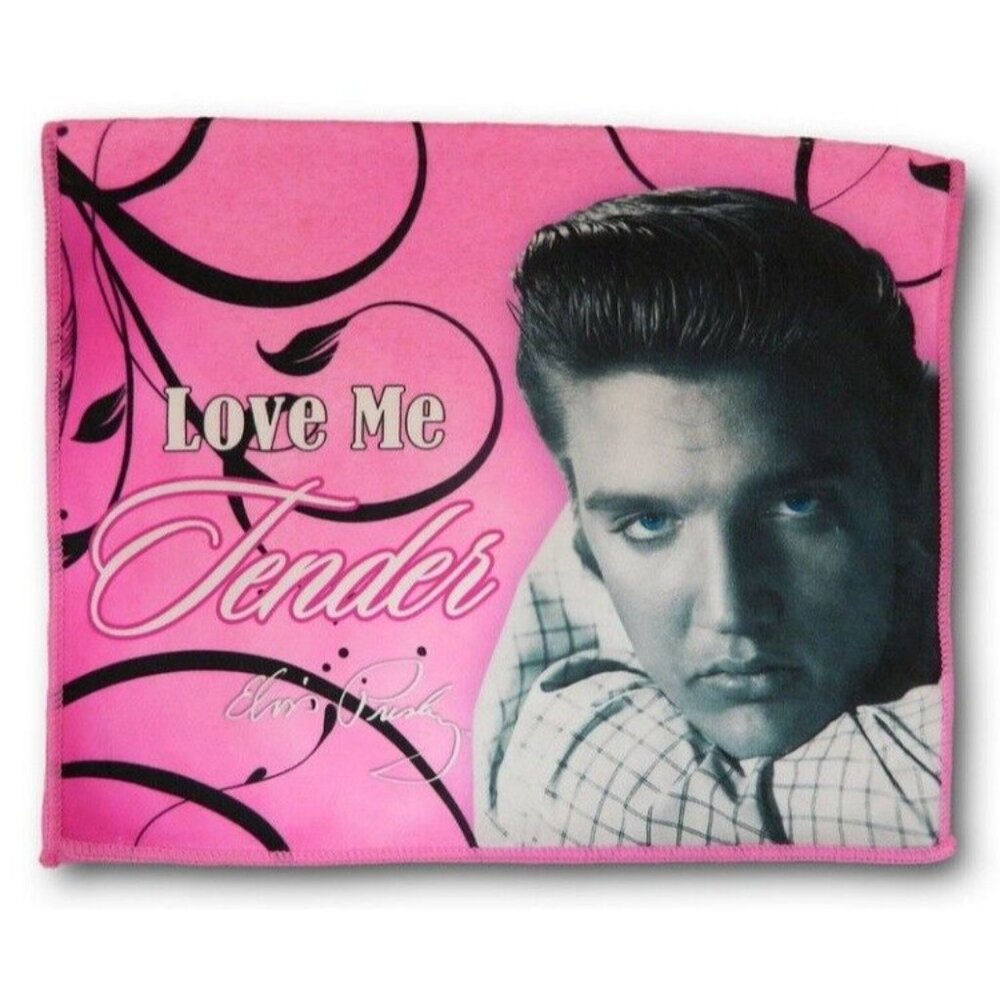 New Elvis Presley Love Me Tender 24" Kitchen Dish Towel The King Photo Pink NIP